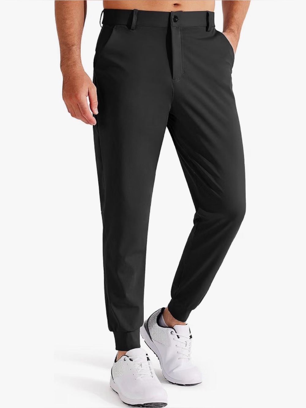Libin Men's Black Tapered Leg Lightweight Golf Jogger Pants - Medium